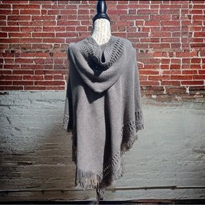 Gray hooded poncho